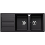 Blanco LEGRA 8S Double Bowl with Left Hand Drainer Silgranit Black 528069 hero image