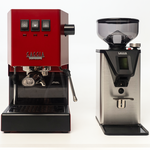 Gaggia Classic E24 Red Coffee Machine & Coffee Grinder Package DMGNCEVOREDBUN hero image