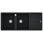 Franke Basis Double Bowl Topmount Sink with Right Hand Drainer - Onyx BFG621ONRHD-B hero image