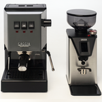 Gaggia Classic E24 Grey Coffee Machine & Coffee Grinder Package DMGNCEVOGREYBUN hero image