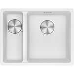 Franke Maris 340/150mm 1 and 1/2 Bowl Left Undermount Sink with Extension Drainer Polar White MRG160SBLPW-FPC hero image