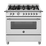 Bertazzoni Heritage Series 90cm 6-Burner Gas Cooktop with Electric Oven Stainless Steel HER96L1ENET hero image