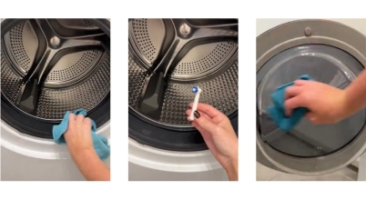 Cleaning the gasket and door of a front load washing machine