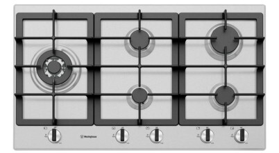 The Westinghouse 90cm 5 Burner Gas Cooktop WHG954SC sold in Australia by Appliances Online with Free Delivery