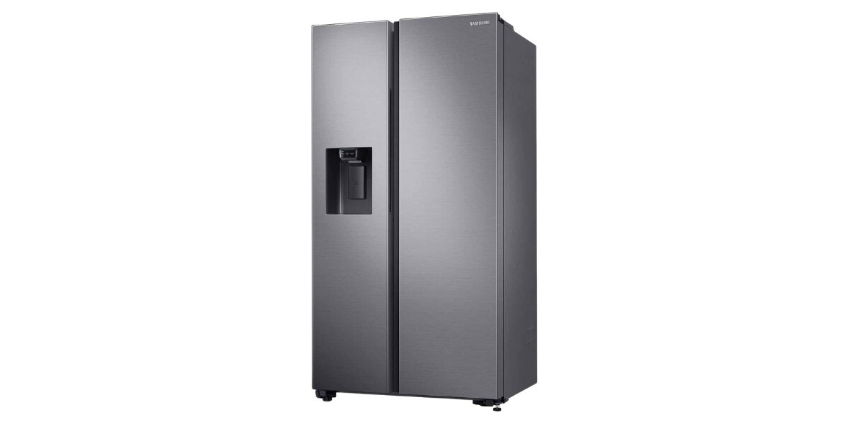 A Samsung side by side fridge with ice and water