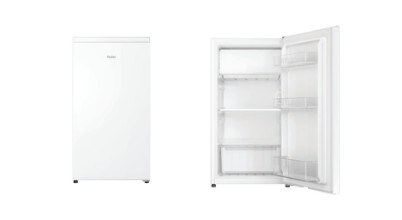A white Haier 90L bar fridge sold in Australia by Appliances Online with free delivery