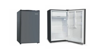 A black steel CHiQ 125L bar fridge sold in Australia by Appliances Online with free delivery