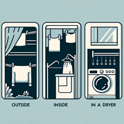Drying laundry outside Vs inside Vs in a dryer
