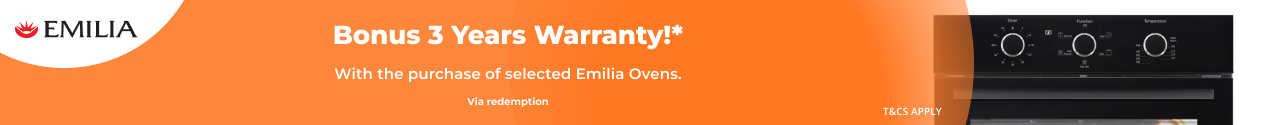 Bonus Warranty with selected Emilia Ovens
