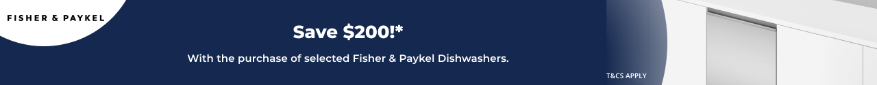 Save $200 on selected Fisher & Paykel Dishwashers