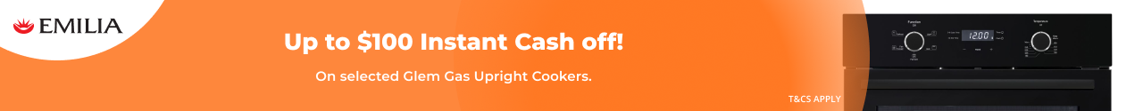 Up to $100 Instant Cash off with selected Emilia Appliances